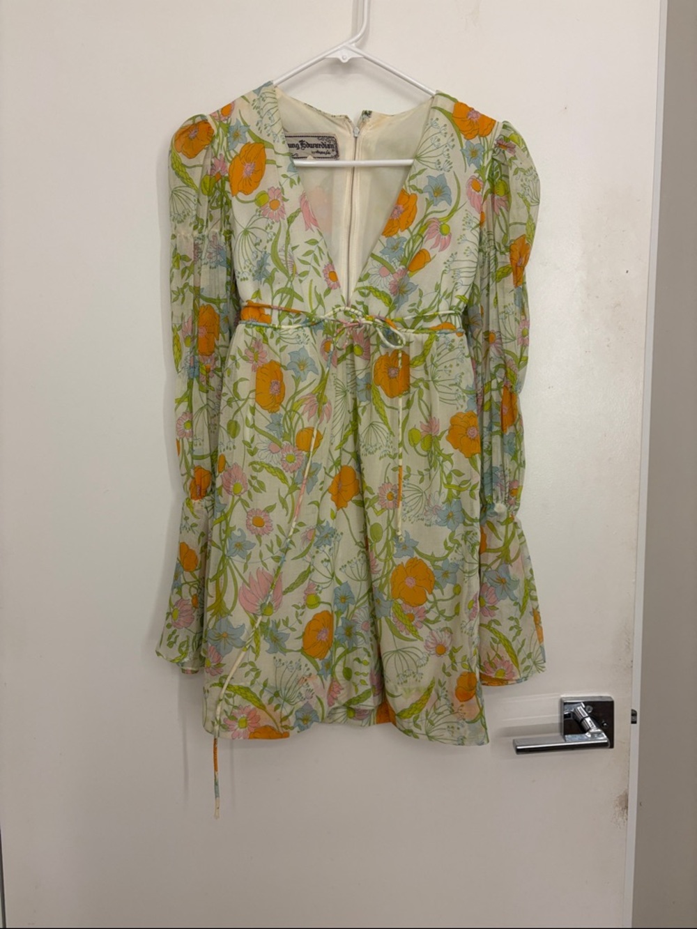 Rare young Edwardian by arpeja Floral V-Neck Babydoll Dress size XS/S